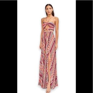 AMUR Lana Cutout Bodice Pleated Maxi Gown